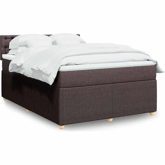 vidaXL Boxspring met matras stof donkerbruin 160x200 cm bruin