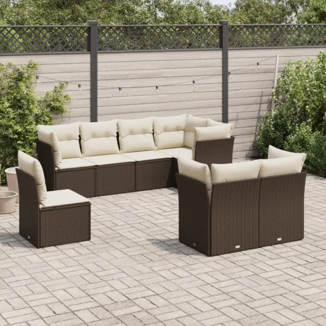 vidaXL 8-delige Loungeset met kussens poly rattan bruin, foto 2