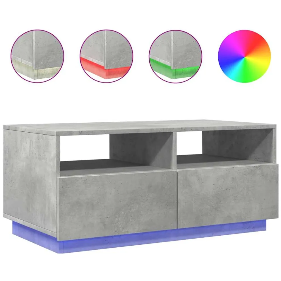vidaXL Salontafel met LED-verlichting 90x49x40 cm betongrijs grijs, foto 3