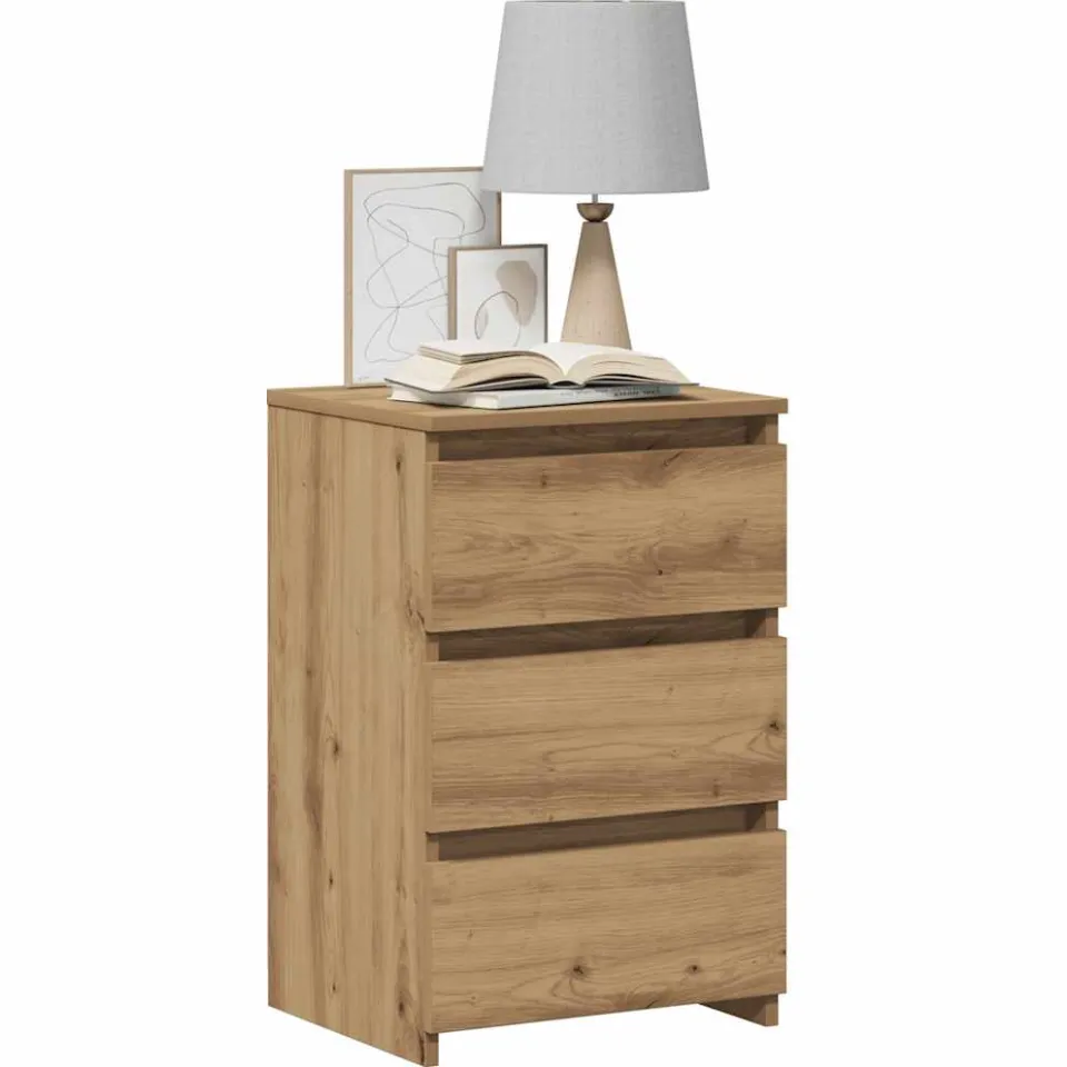 vidaXL Nachtkastje 40x35x62,5 cm bewerkt hout artisanaal eikenkleur Bruin