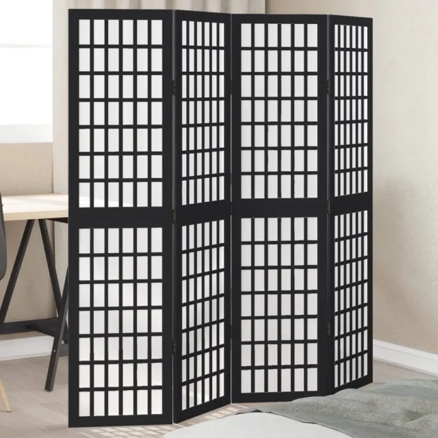 vidaXL Kamerscherm met 4 panelen massief paulowniahout zwart, foto 2