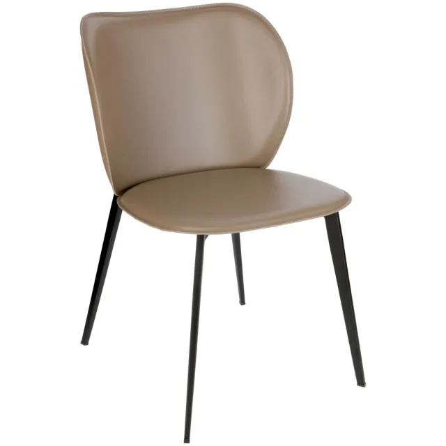 Vega 2x VEGA Stoel Lomi kunstleer; 47x52x77 cm (BxDxH); zitting mocca, frame zwart; 2 stuk / verpakking
