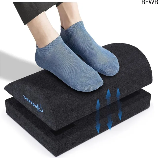 RFWR Ergonomische verstelbare voetensteun voor bureau met antislip en traagschuim Zwart