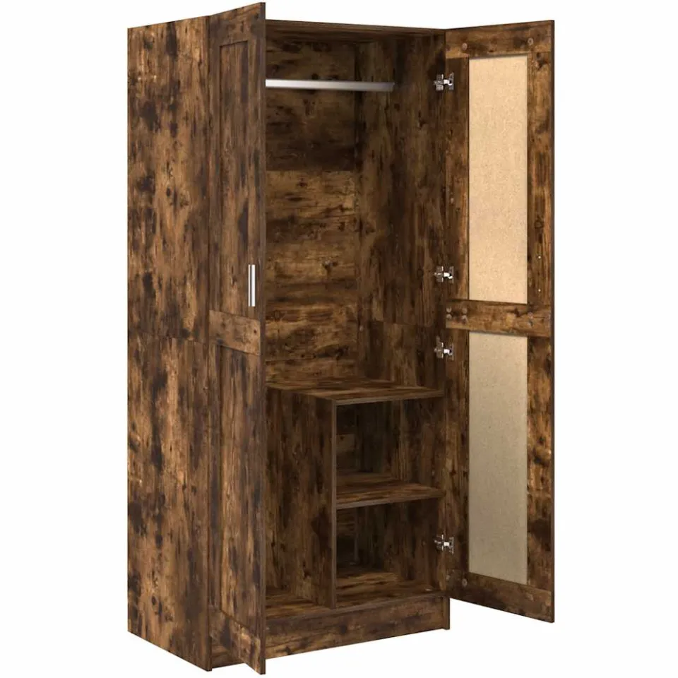 vidaXL Kledingkast 82,5x51,5x180 cm bewerkt hout gerookt eikenkleurig, foto 4