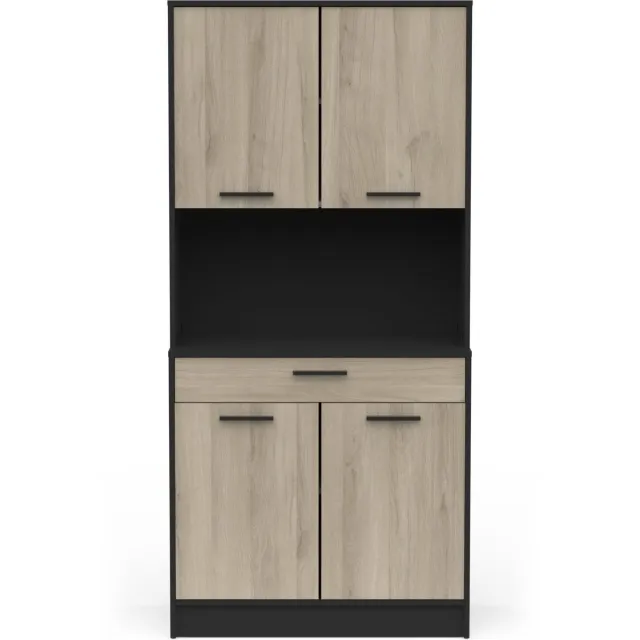 CBA Buffetkast Romanie-Kronberg eik/matzwart - CBA - Keuken magnetronkast - Bruin; Zwart - Melamine; Spaanplaat Bruin|Zwart