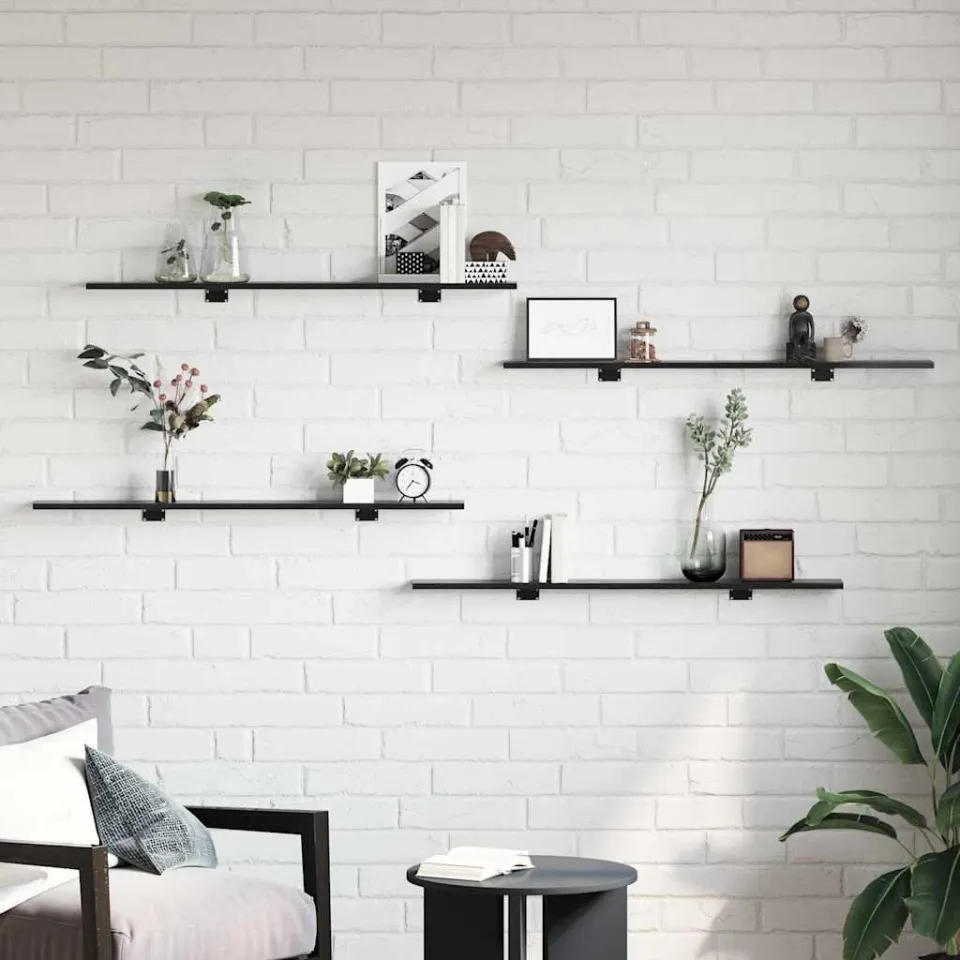 vidaXL Boekenplank Bord 3-laags 4 st 100 x 10 x 1,5 cm Bewerkt hout zwart, foto 3