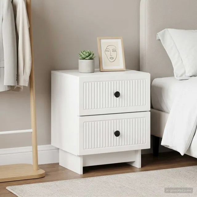 vidaXL Nachtkastje 2 st Hoogglans Wit 43 x 34,5 x 47,5 cm Bewerkt hout, foto 2