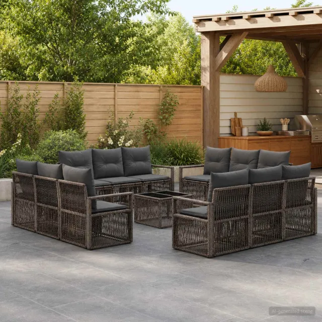 vidaXL Tuinbankenset 13 st Grijs poly rattan