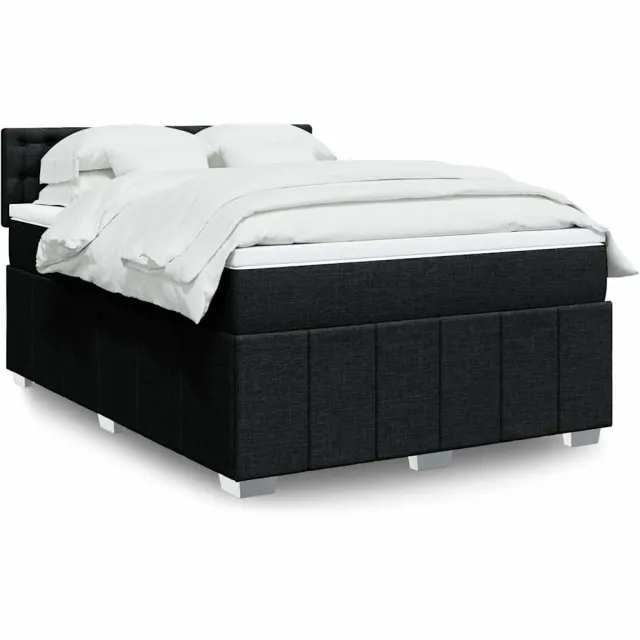 vidaXL Boxspring met matras stof zwart 140x200 cm