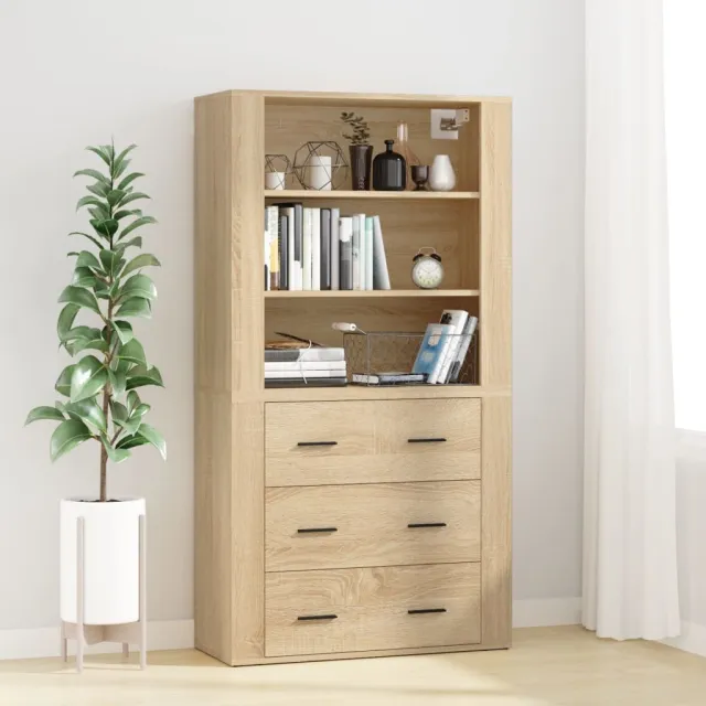 vidaXL Hoge kast bewerkt hout sonoma eikenkleurig Bruin
