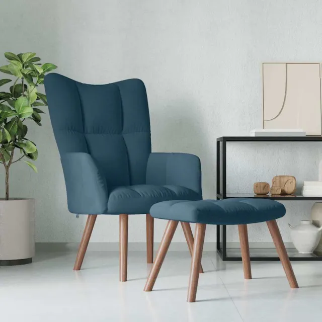 vidaXL Relaxstoel met voetenbank fluweel blauw