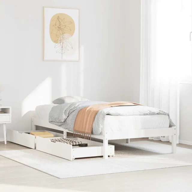 vidaXL Bedframe zonder matras massief grenenhout wit 75x190 cm
