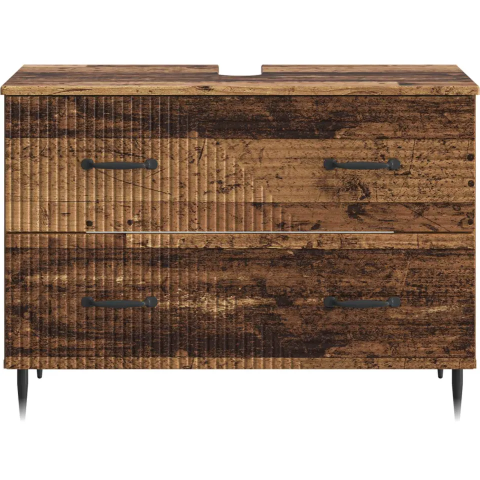 vidaXL Badkamer wastafelkast HAARLEM Oud hout 82 x 41 x 58,5 cm bruin, foto 4