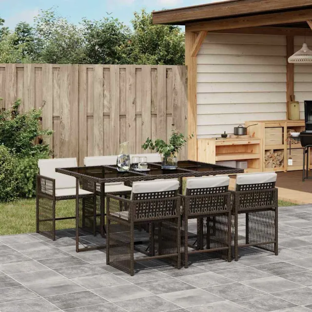 vidaXL 7-delige Tuinset met kussens poly rattan bruin, foto 2