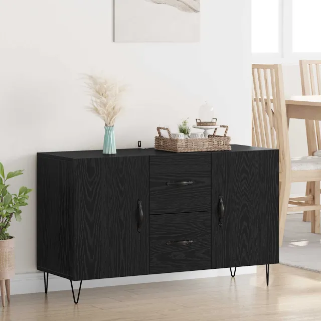 vidaXL Dressoir Zwart Eiken 100 x 36 x 60 cm Bewerkt hout