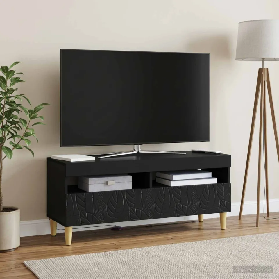 vidaXL LED tv-meubel Zwart Bewerkt hout, foto 4