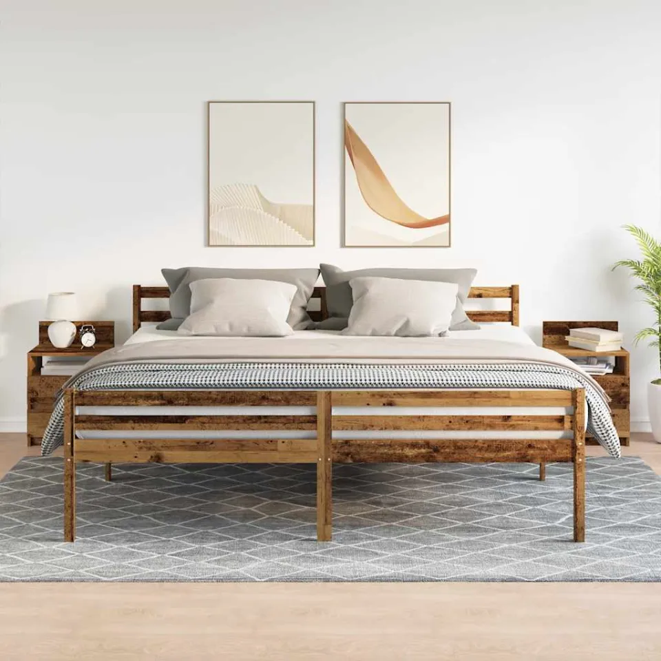 vidaXL Nachtkastjes 2 st met 2 lades 40x33x60 cm oud houtkleurig bruin, foto 2