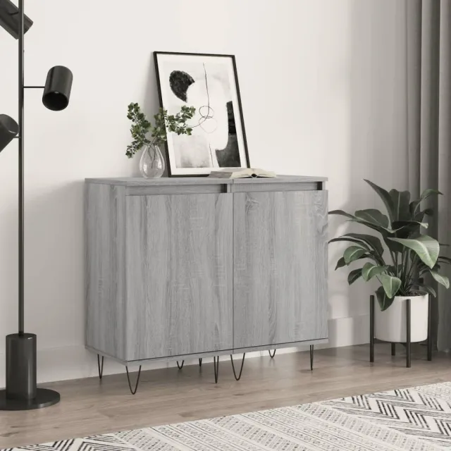 vidaXL Dressoirs 2 st 40x35x70 cm bewerkt hout grijs sonoma, foto 2
