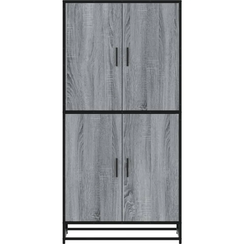 vidaXL Hoge kast 68x35x139 cm bewerkt hout grijs sonoma eikenkleurig, foto 4