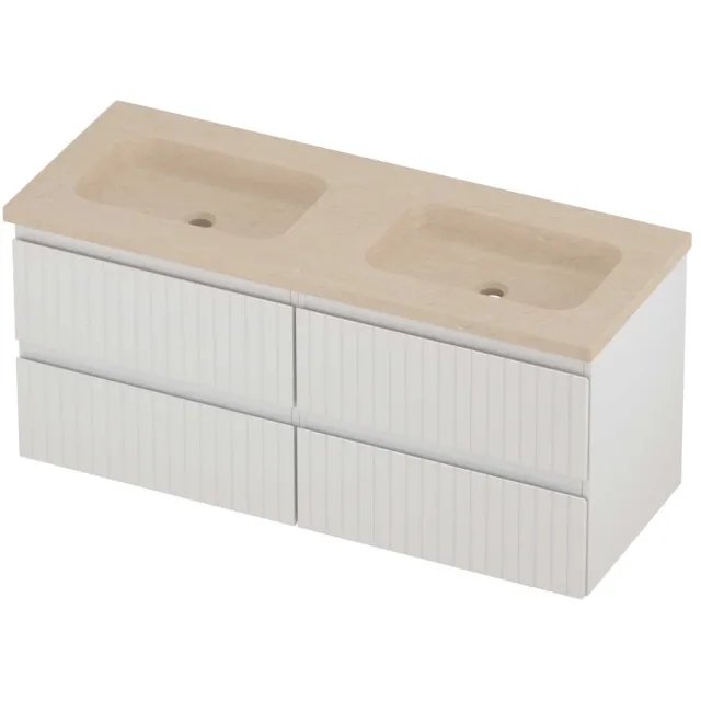 Proline Rollo Badmeubelset Hardsteen Elegant 4 Laden 120x46x54 cm Sand Stone Glans Wit