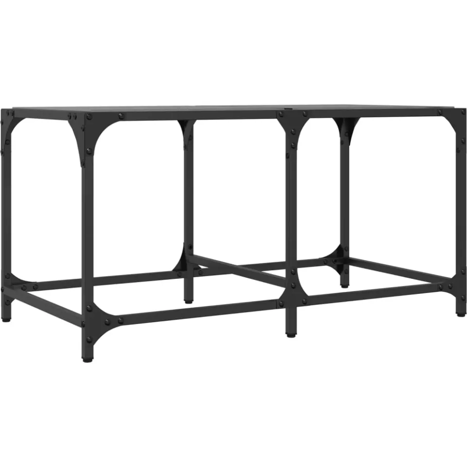 vidaXL Salontafel met zwart glazen blad 78,5x40x40 cm staal, foto 4