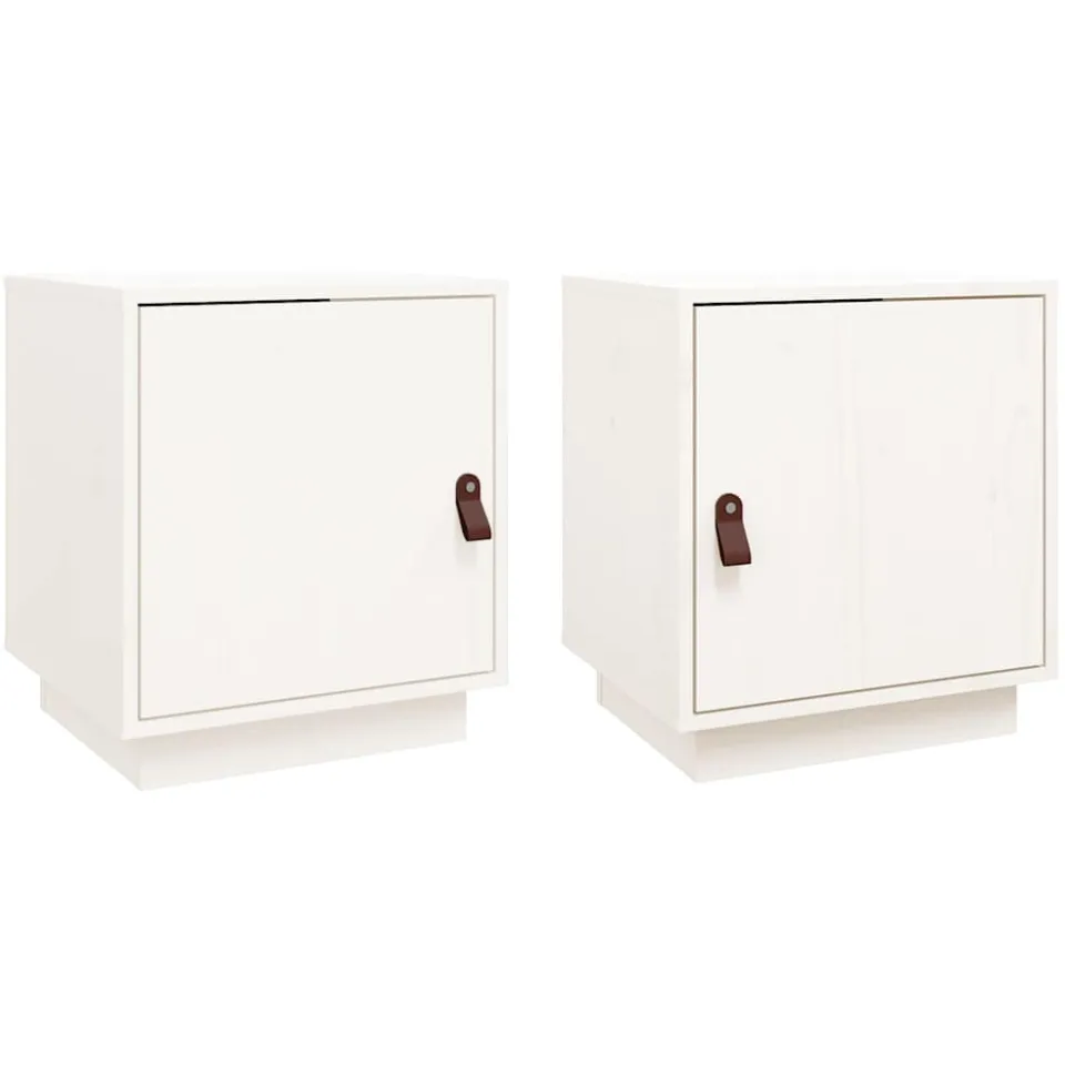 vidaXL Nachtkastjes 2 st 40x34x45 cm massief grenenhout wit