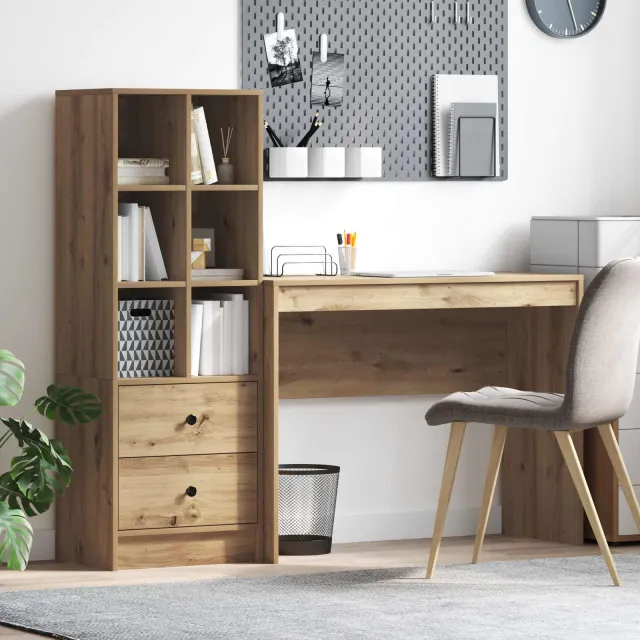 vidaXL Bureau Artisan Eiken 145,5 x 40 x 127 cm 2 st, foto 2