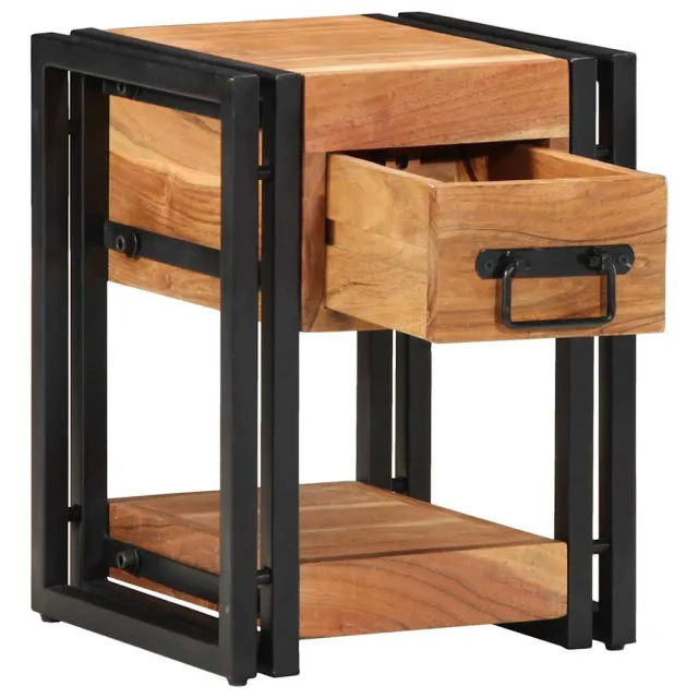 vidaXL Nachtkastje met lade Bruin 30 x 30 x 40 cm Massief Acaciahout