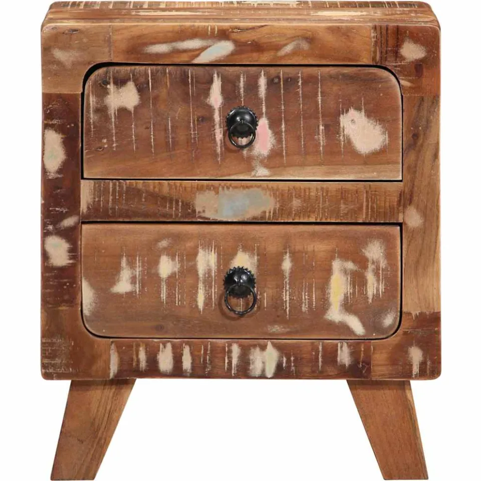 vidaXL Nachtkastje 2 st 40x32x46 cm massief gerecycled hout bruin, foto 2