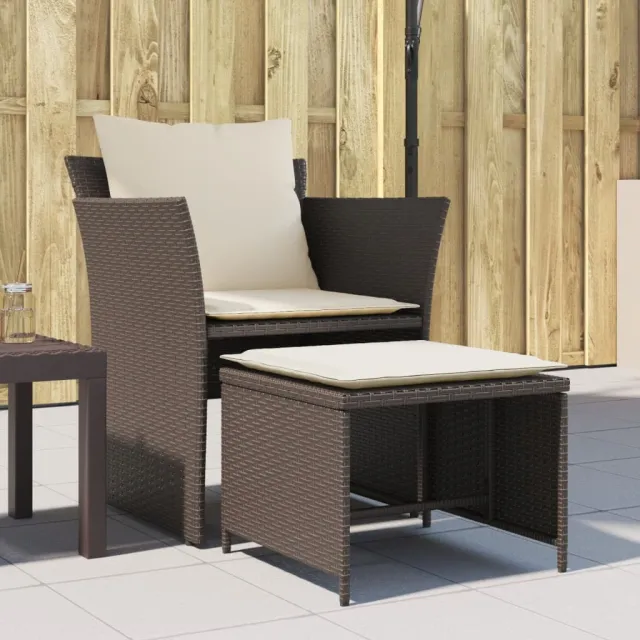 vidaXL Tuinstoel met voetenbank poly rattan zwart, foto 2