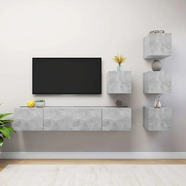 vidaXL 6-delige Tv-meubelset bewerkt hout betongrijs grijs, foto 2
