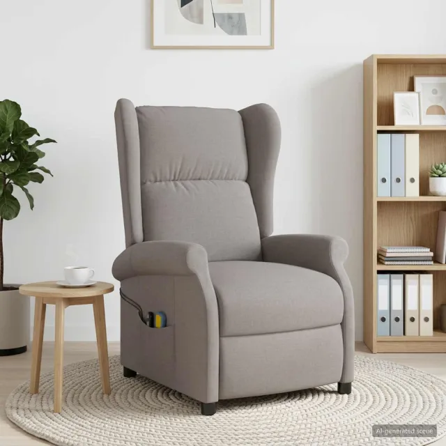 vidaXL Elektrische massage fauteuil met hoge rugleuning Taupe Stof