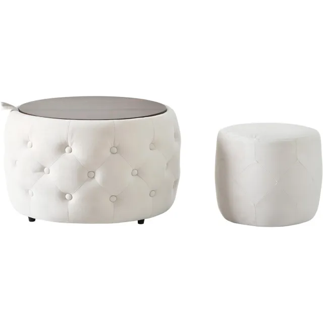 YYchan poef - beige - 58 x 58 x 38 cm - met opbergruimte