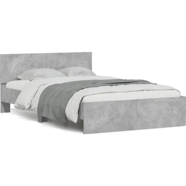 vidaXL Bedframe met hoofdeinde en LED betongrijs 140x190 cm