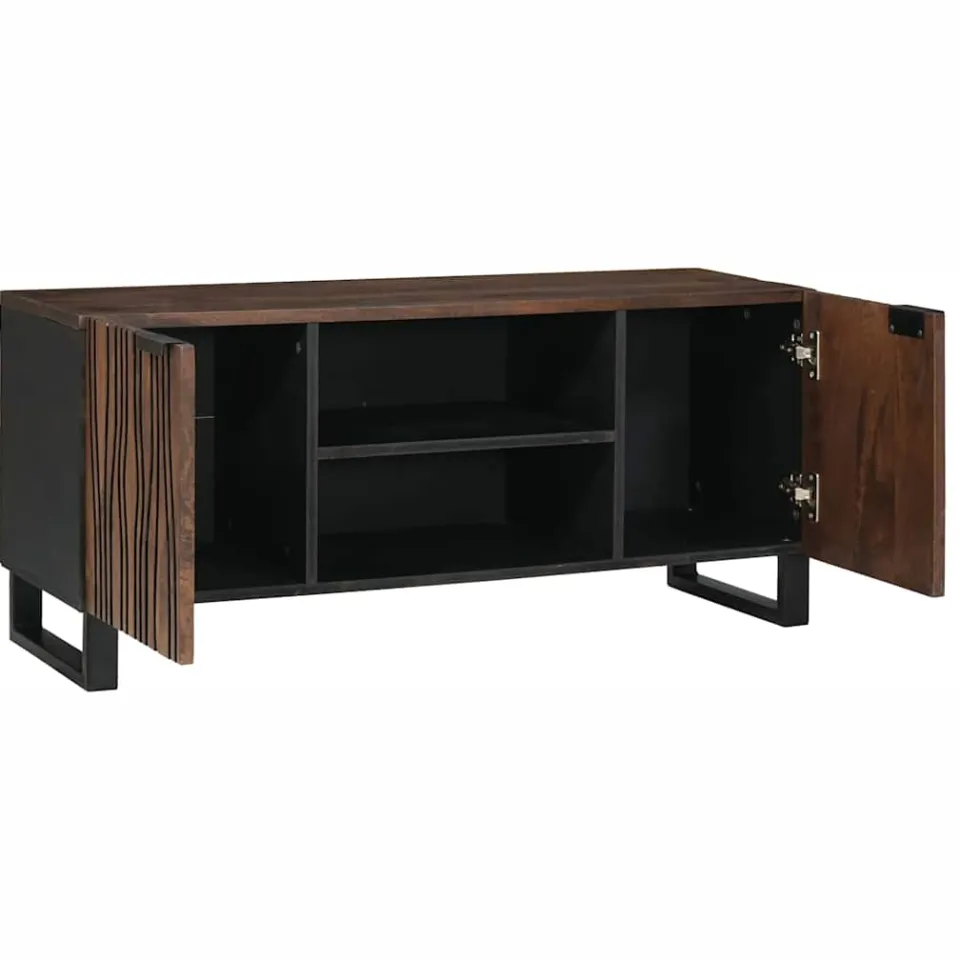 vidaXL TV Eenheden 105 x 33 x 46 cm Walnotenhout Bewerkt hout bruin, foto 2