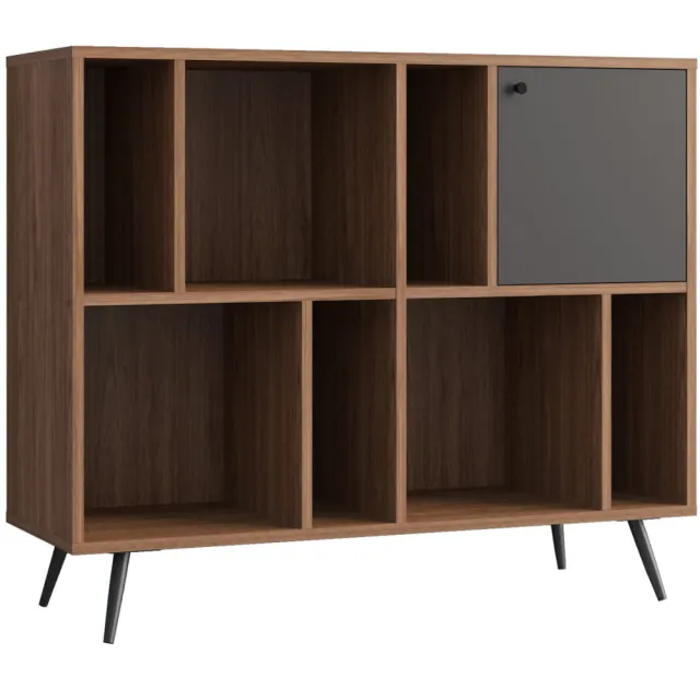 Vakkenkast Felipe Walnoot 118 cm Bruin | Grijs