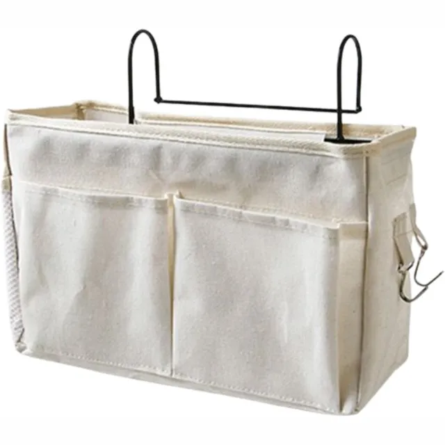 Flokoo Bedside Pocket - Wit - Bed Opbergzak - Katoen - Wit - Opbergzak Bed - Bedside Table - Bedside Organizer - Bedside Pocket Opbergzak