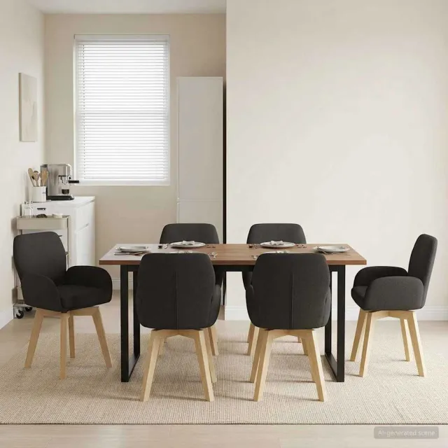 vidaXL Draai Eetstoelen 6 st Bouclé Zwart 54 x 58 x 87 cm