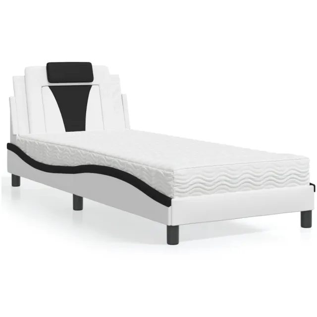 vidaXL Bed "Viana" met matras kunstleer zwart en wit 90x200 cm