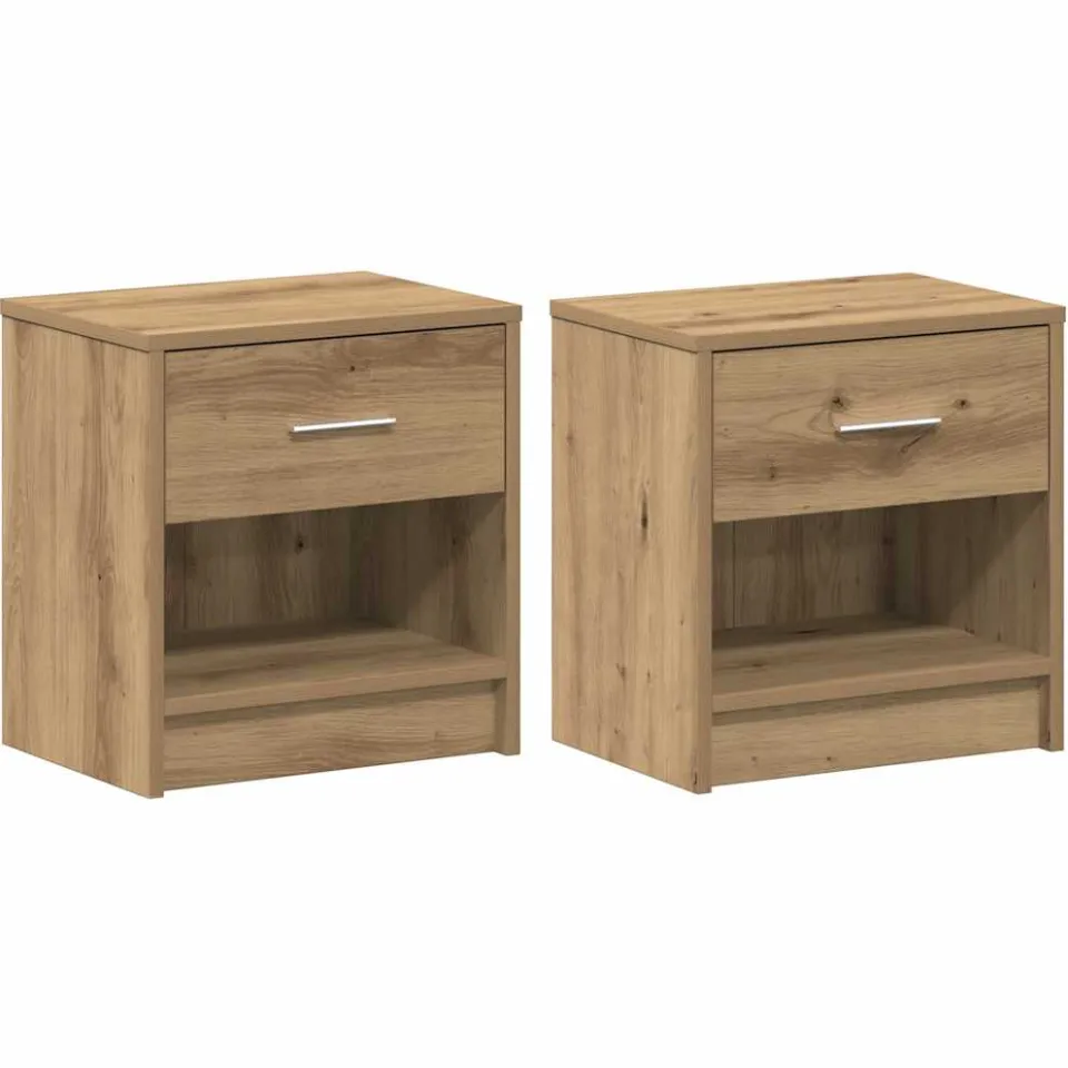 vidaXL Nachtkastjes 2 st met lade 39x28x41 cm artisanaal eikenkleurig, foto 3