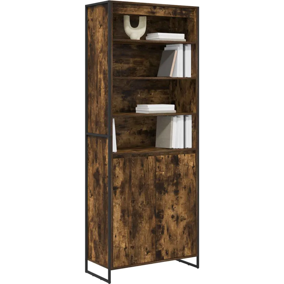 vidaXL Hoge Kasten Rook Eik 79 x 36 x 200 cm Bewerkt hout Bruin