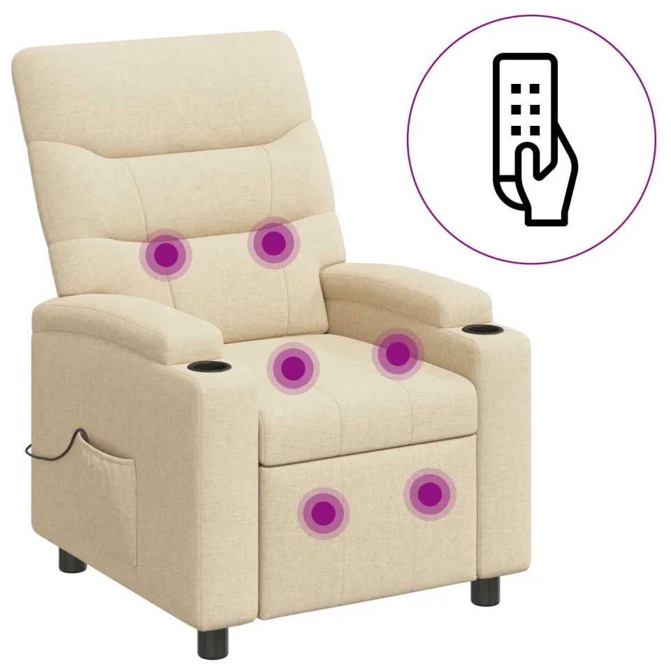 vidaXL Massage-relaxstoel Crèmekleurig 75 x 95 x 103 cm Stof