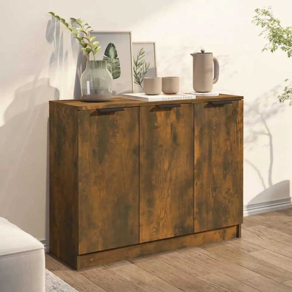 vidaXL Dressoir 90,5x30x70 cm bewerkt hout gerookt eikenkleurig, foto 3