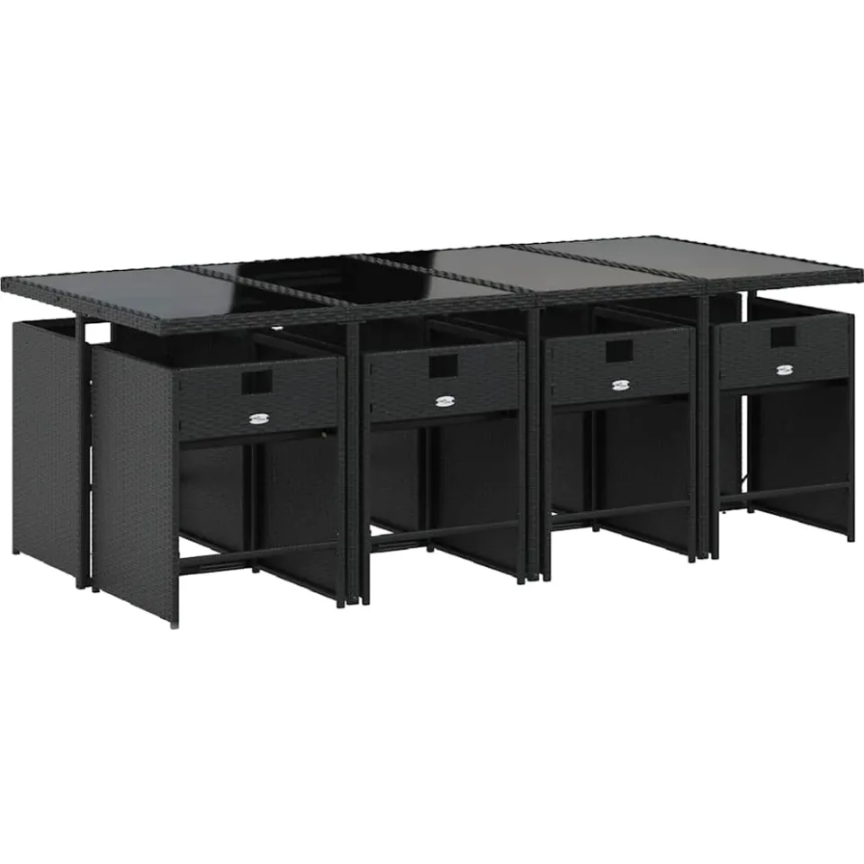 vidaXL 9-delige Tuinset poly rattan zwart, foto 2