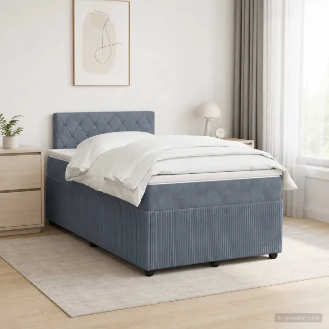 vidaXL Boxspringbed met matras Donkergrijs 120 x 190 cm Fluweel