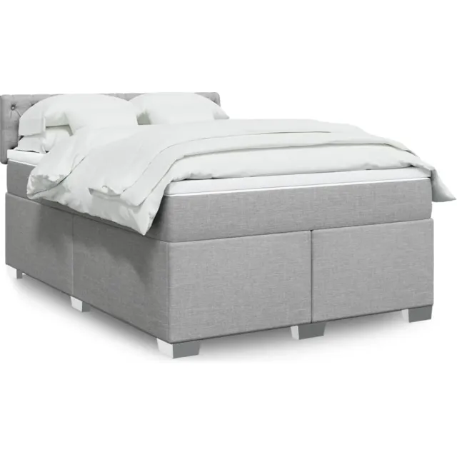 vidaXL Boxspring met matras stof lichtgrijs 140x190 cm grijs