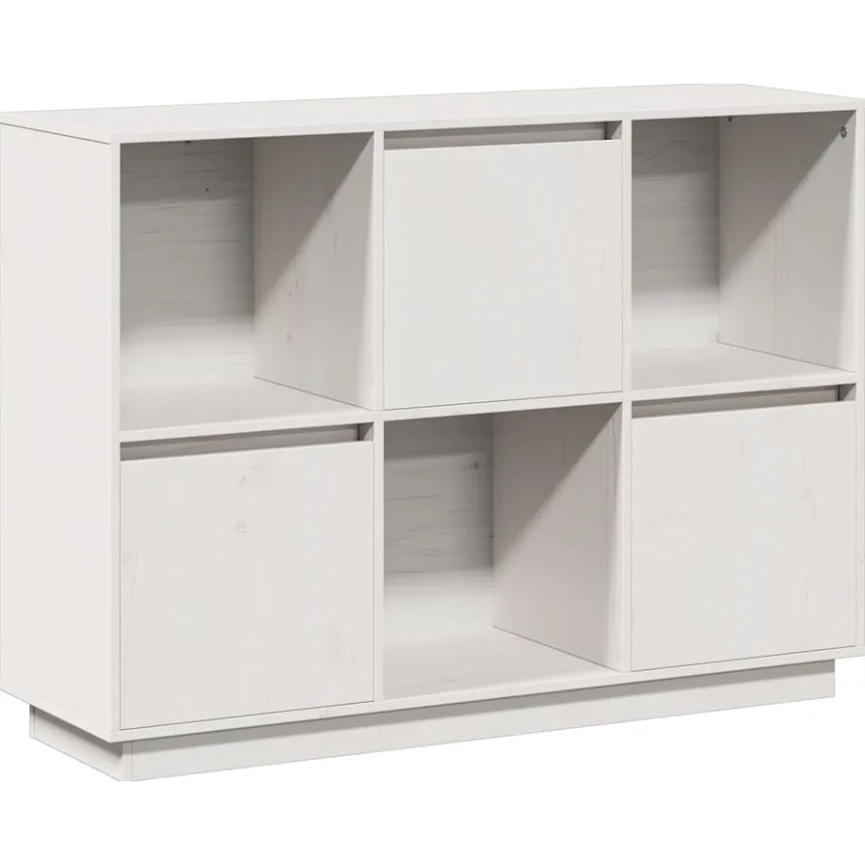 vidaXL Dressoir 110,5x35x80 cm massief grenenhout wit