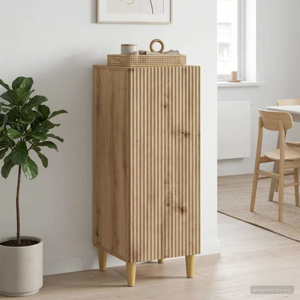 vidaXL Dressoir Artisanaal eiken 33 x 34,5 x 90 cm Bewerkt hout, foto 3