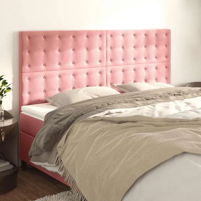 vidaXL Hoofdbord roze 180x5x118/128 cm fluweel