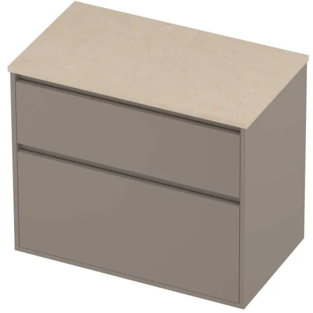 Proline Deck Badmeubelset Hardsteen Greeploos Asymmetrisch Kader 80x46x67 cm Sand Stone Clay Beige